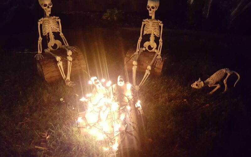 skeletons at fire